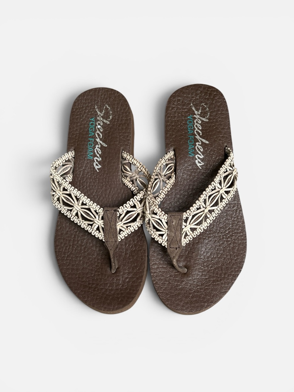 Skechers Meditation-Ocean Breeze Flip-Flop in Brown Women’s Sz 9 - Picture 2 of 10